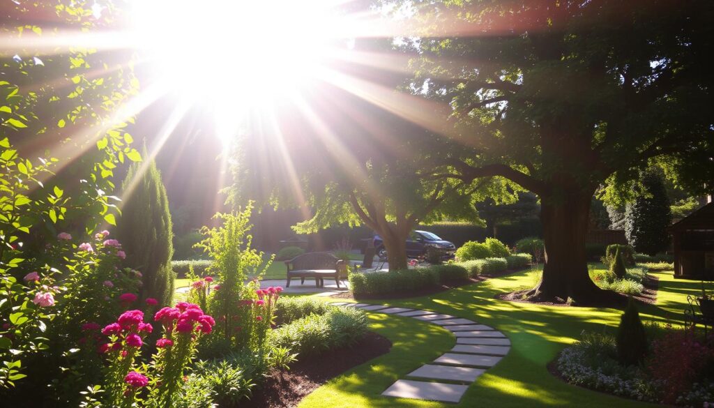 sunlight and shade in garden