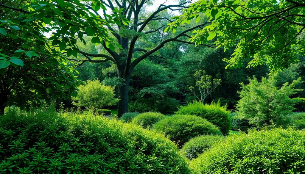 trees and shrubs in garden design