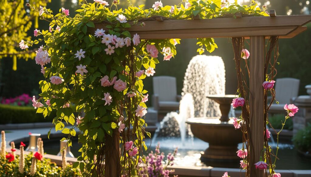 trellis and water features