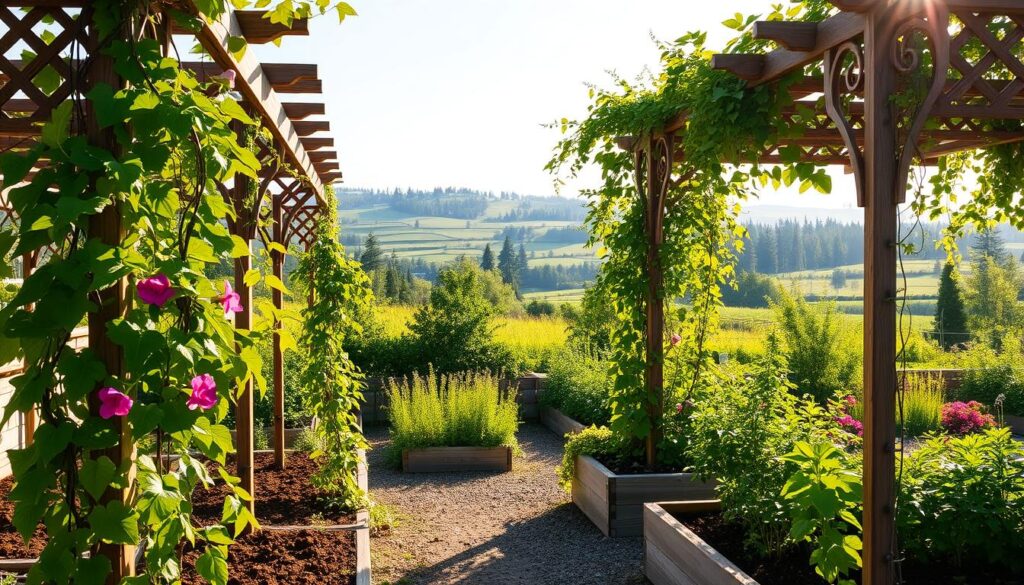 trellises in garden