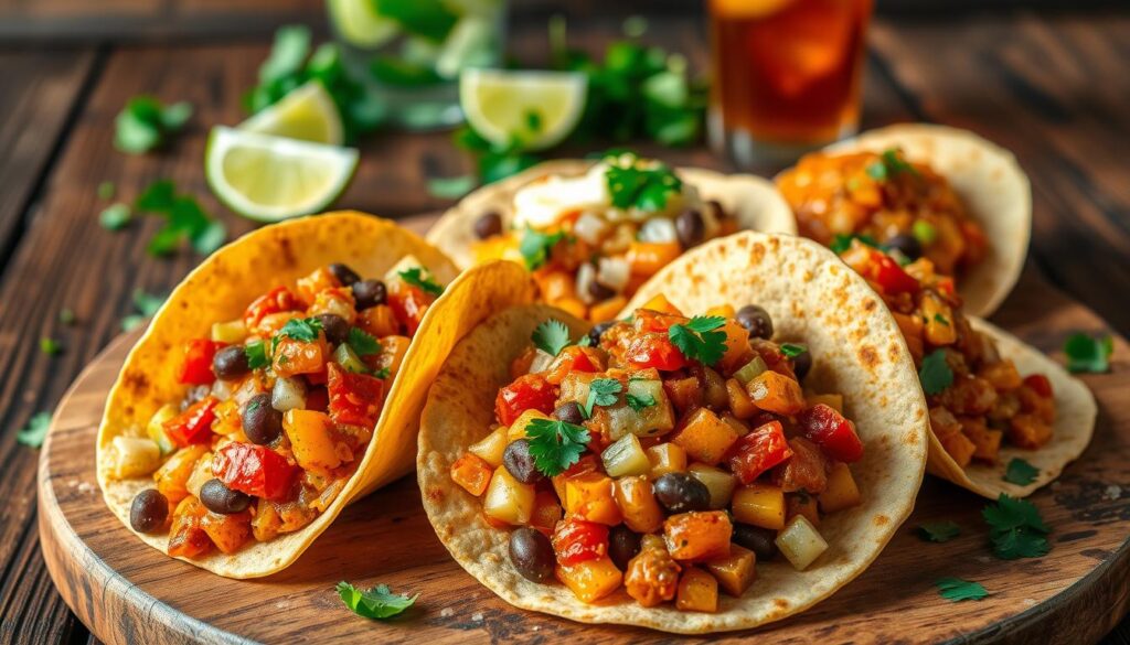 vegetarian tacos and enchiladas