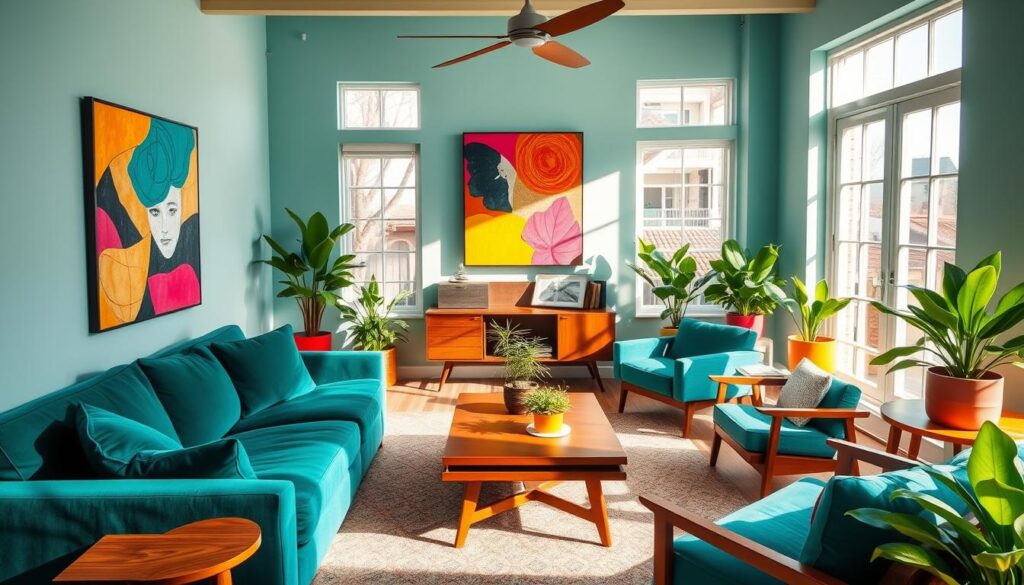 vibrant dopamine decor living room