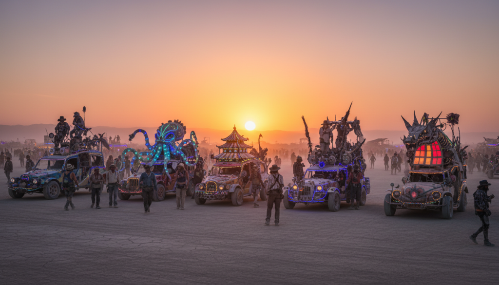 burning man cars burning man cars