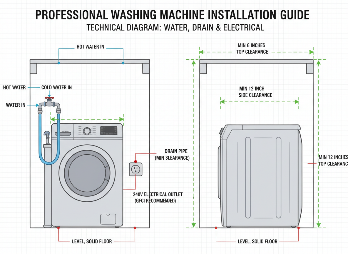 washing machine installation requirements diagram