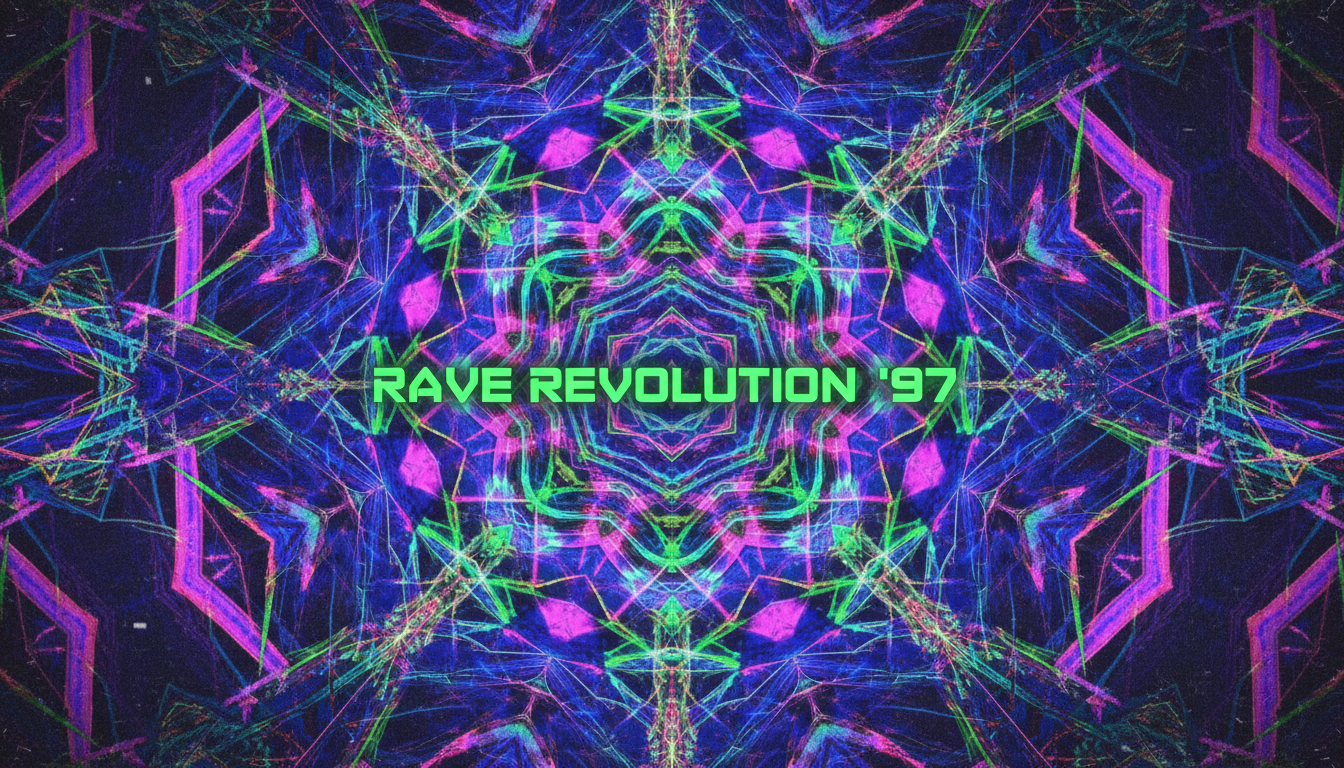 Abstract experimental visuals with electronic music aesthetic and futuristic elements