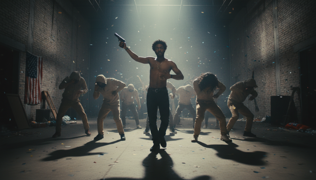 Childish Gambino This Is America music video scene showing powerful cultural commentary