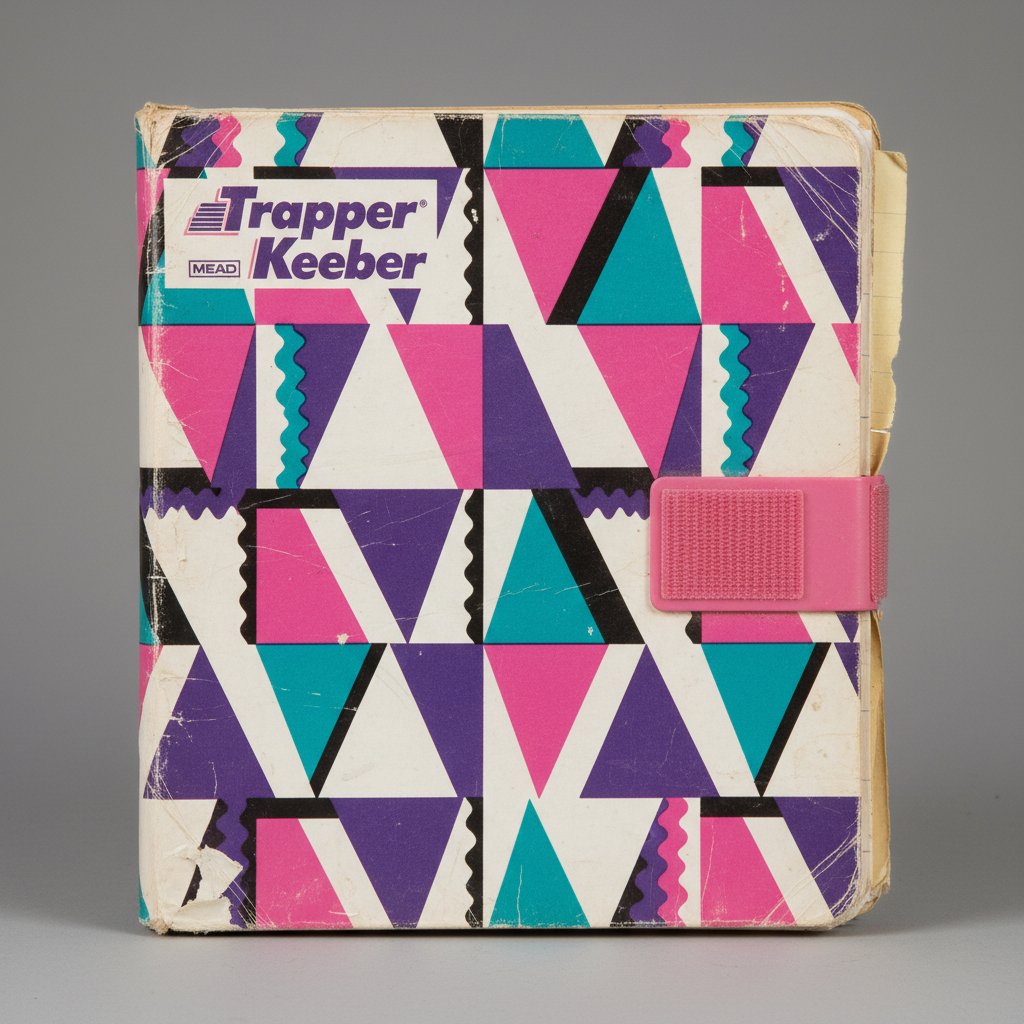 Trapper Keeper binder with geometric pattern design from 1980s