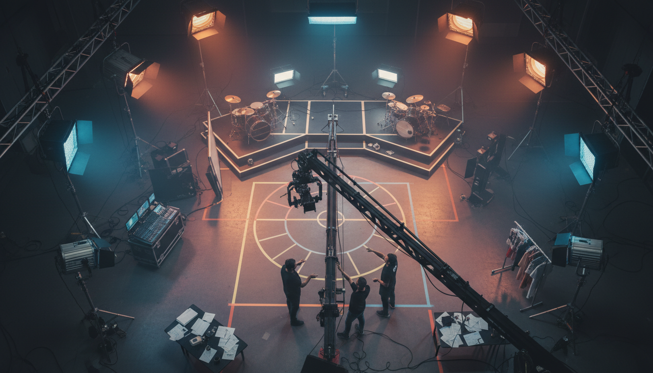 music video production elements showing artistic composition and technical setup