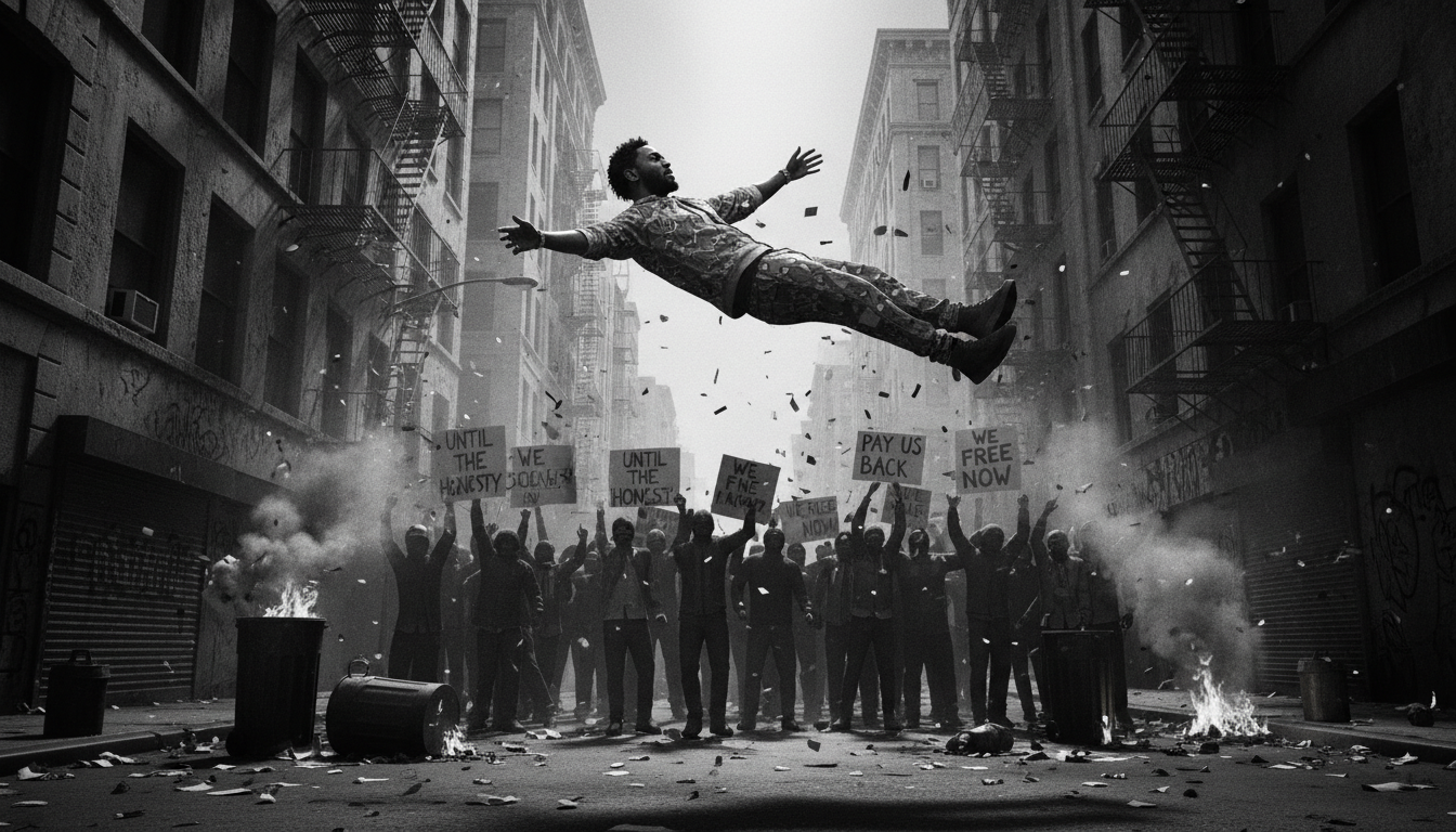 Kendrick Lamar Alright music video showing black and white cinematography with powerful imagery
