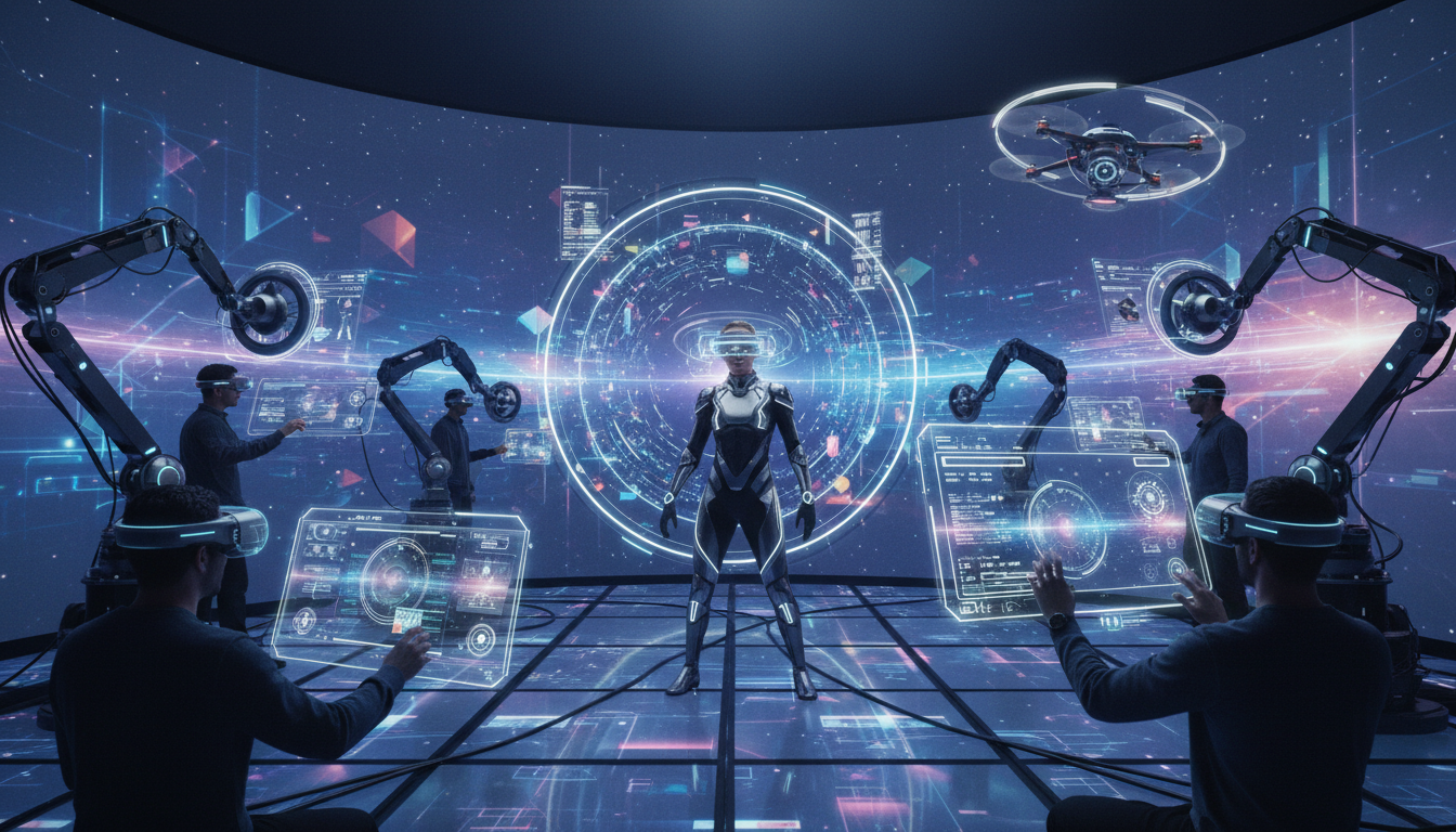 futuristic concept of music video technology and virtual production