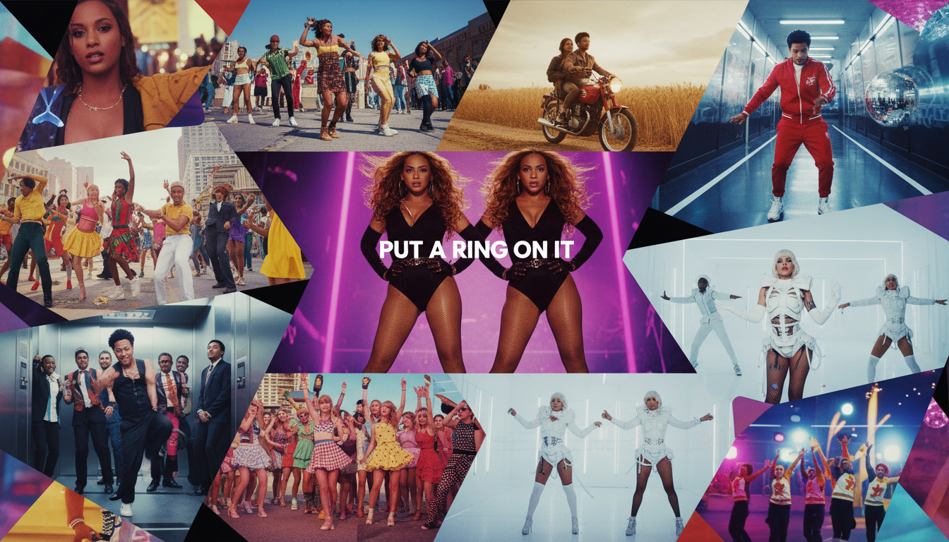 Top 10 Music Videos From The 2010s collage featuring iconic scenes