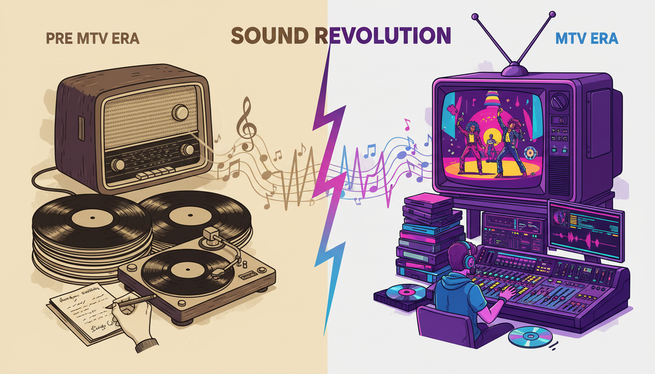 Before and after comparison of music industry pre-MTV and during MTV era