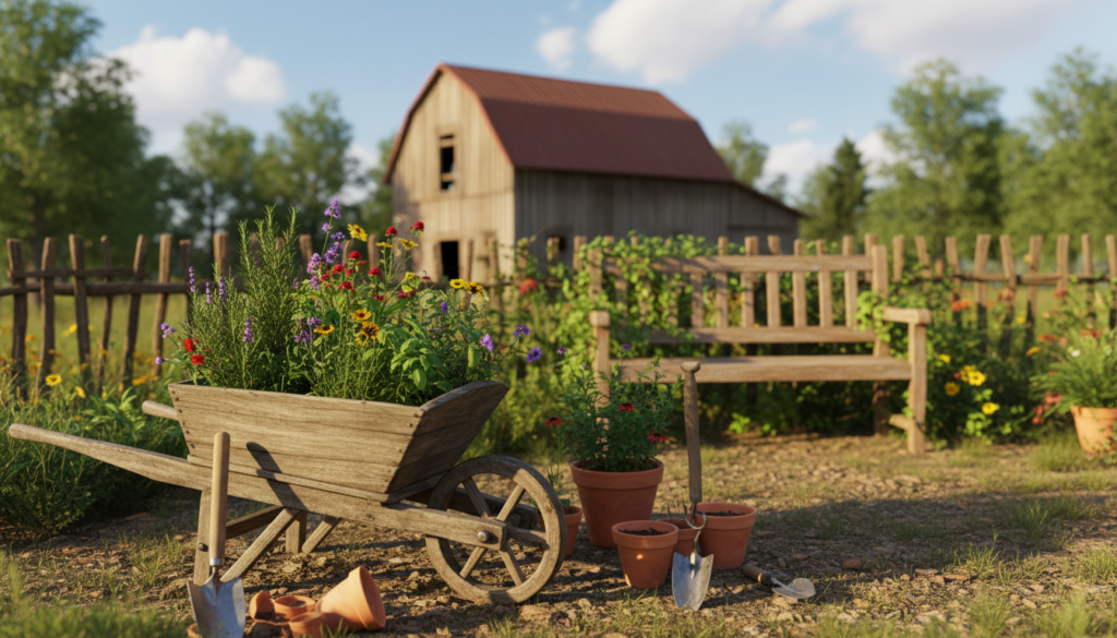 essential materials for rustic garden