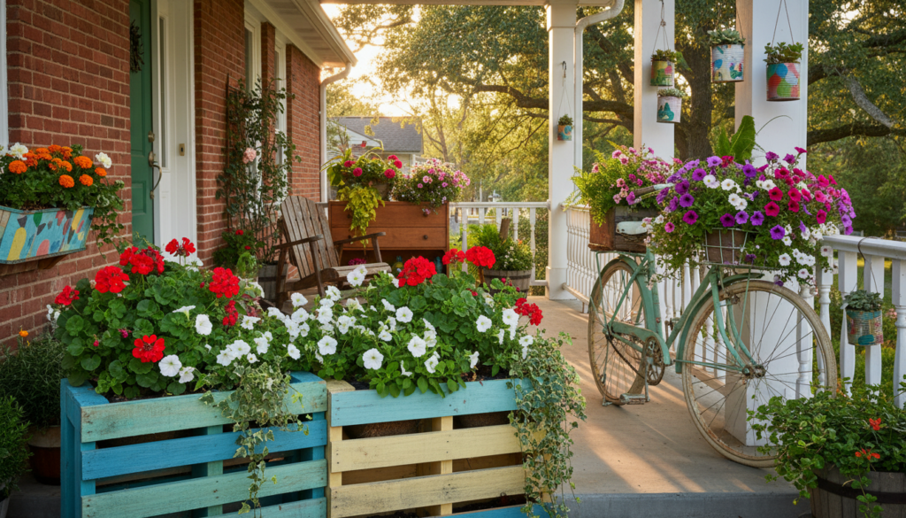 recycled planter front porch