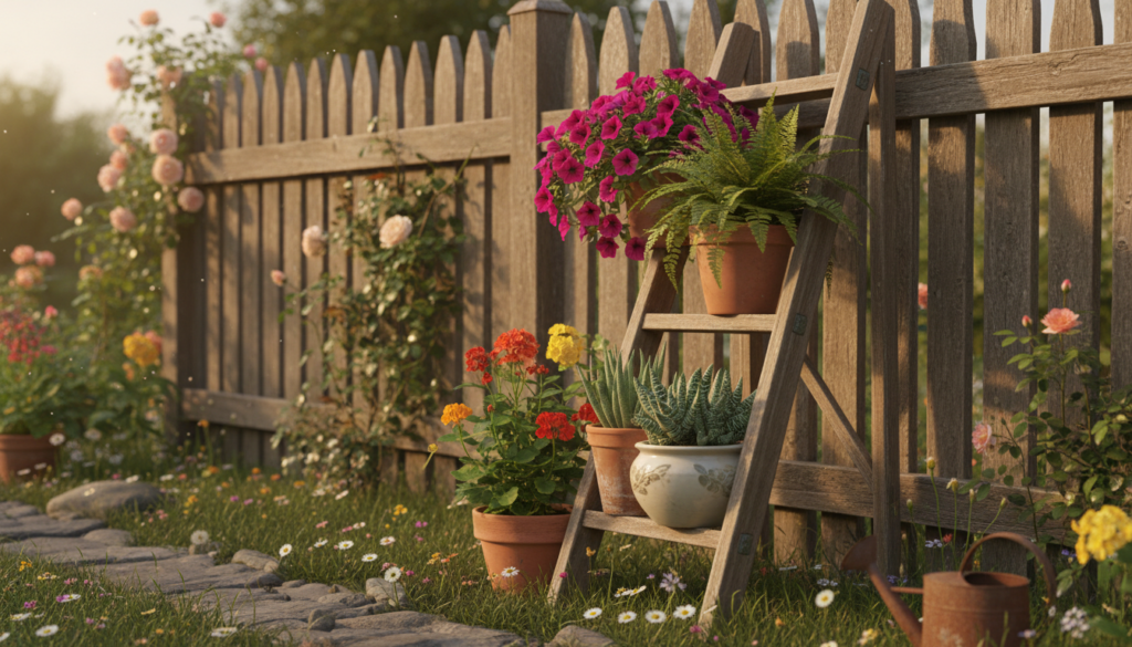 vintage ladder plant stand