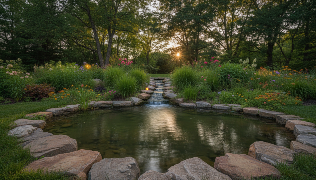 water feature in garden