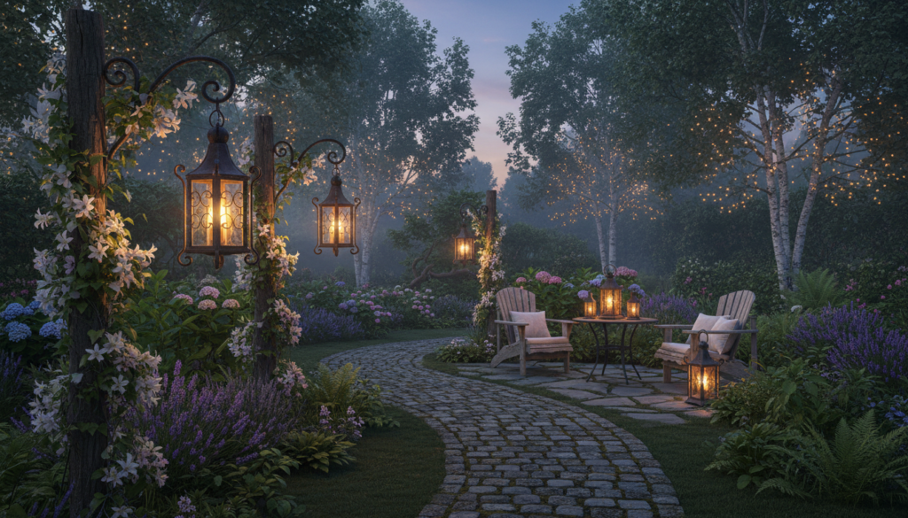 wrought iron lanterns garden