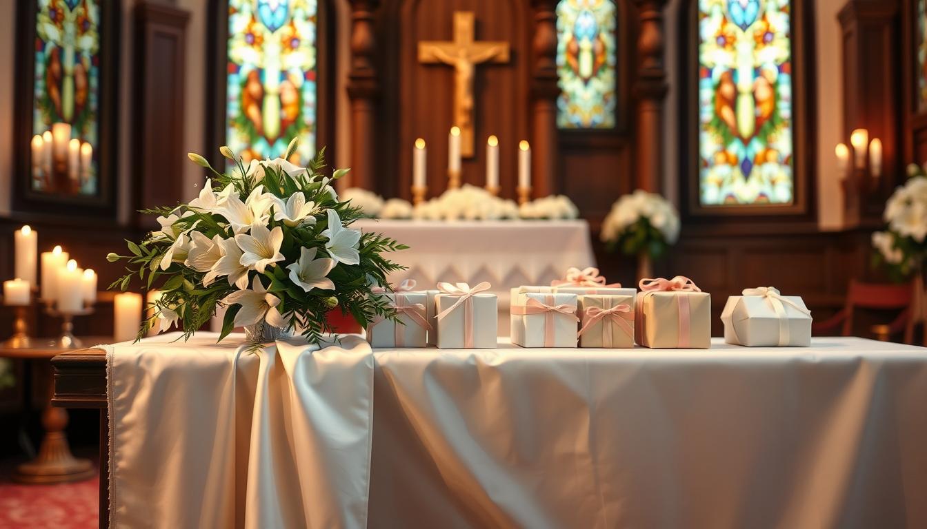 what are the gifts at a catholic funeral