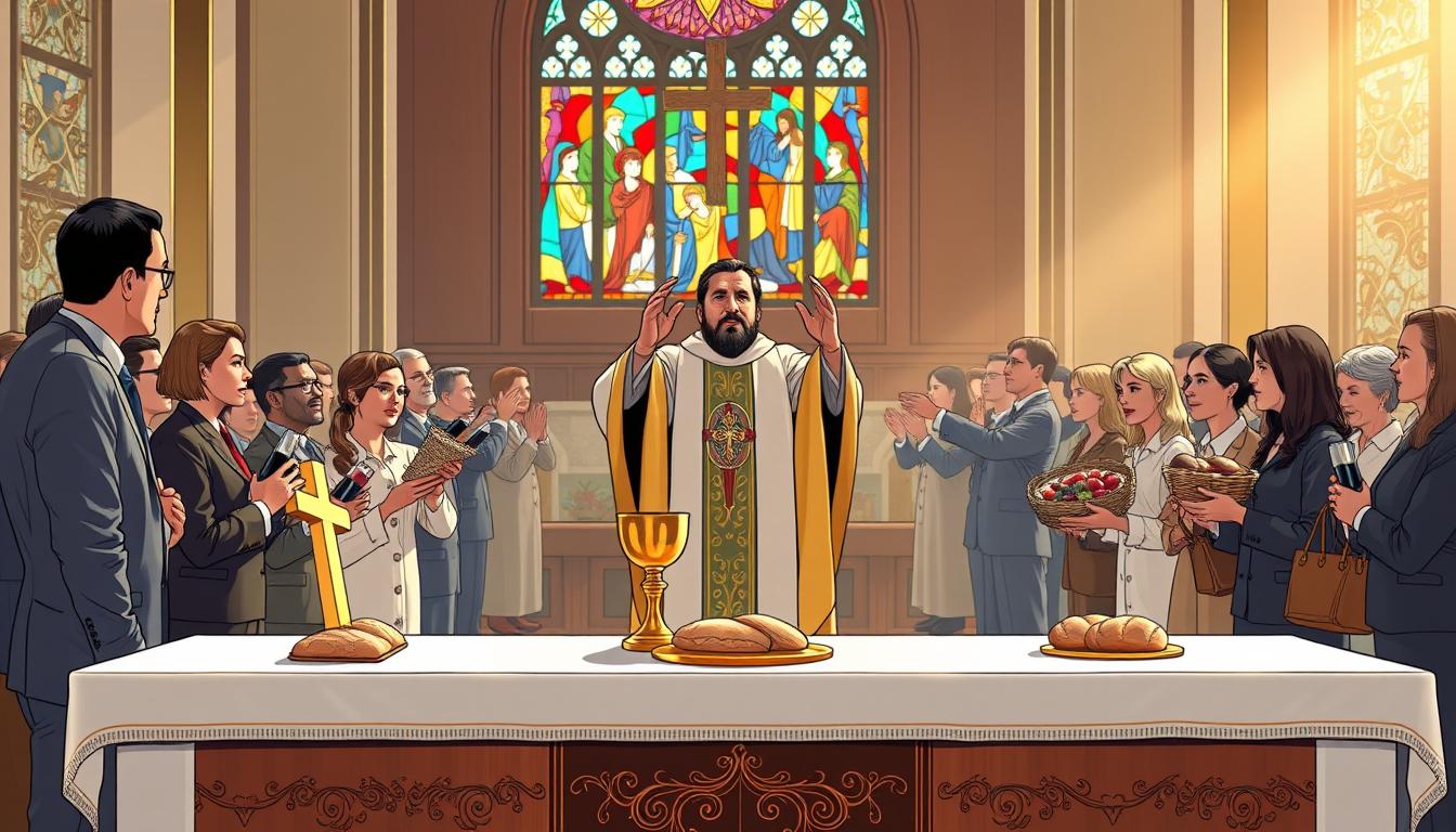 when do you bring up the gifts in a catholic mass