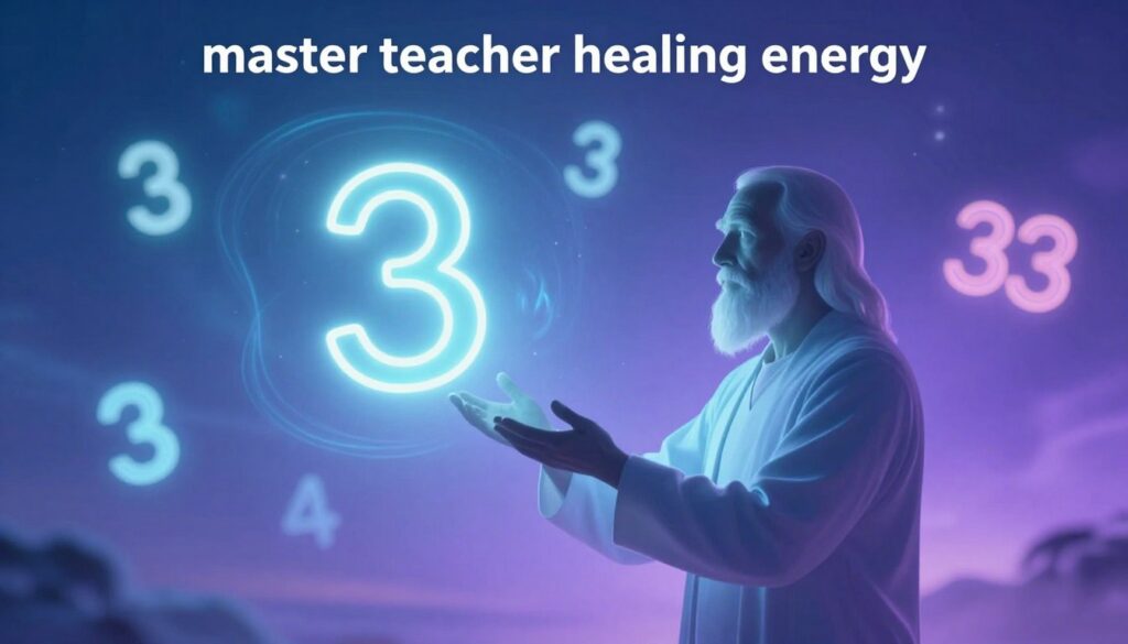 A serene, ethereal scene depicting the concept of "master teacher healing energy" intertwined with the essence of numerology. In the foreground, a silhouette of a wise figure dressed in professional attire, radiating a soft glow, symbolizes guidance and unconditional love. The middle ground features floating, luminous numbers '3' and '33' in neon colors, gently swirling around the figure, representing the core themes of Life Path Number 33. In the background, a dreamy, abstract landscape with soft gradients of blue and purple light creates a tranquil atmosphere. The lighting is soft and ambient, evoking a sense of peace and enlightenment, captured from a slightly low angle to emphasize the figure's importance and the significance of the numbers. The overall mood is harmonious and uplifting, inviting viewers to connect with deeper meanings in numerology. A serene, ethereal scene depicting the concept of "master teacher healing energy" intertwined with the essence of numerology. In the foreground, a silhouette of a wise figure dressed in professional attire, radiating a soft glow, symbolizes guidance and unconditional love. The middle ground features floating, luminous numbers '3' and '33' in neon colors, gently swirling around the figure, representing the core themes of Life Path Number 33. In the background, a dreamy, abstract landscape with soft gradients of blue and purple light creates a tranquil atmosphere. The lighting is soft and ambient, evoking a sense of peace and enlightenment, captured from a slightly low angle to emphasize the figure's importance and the significance of the numbers. The overall mood is harmonious and uplifting, inviting viewers to connect with deeper meanings in numerology.