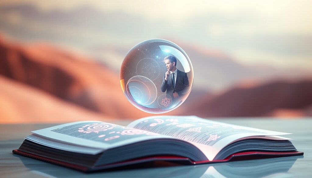 A surreal composition illustrating the concept of manifesting text intention. In the foreground, a translucent, glowing orb hovers above an open book, surrounded by shimmering, ethereal light. The pages of the book appear filled with swirling, neon-colored glyphs and symbols that represent ideas manifesting into reality. In the middle ground, a dreamlike figure dressed in professional business attire gazes thoughtfully at the orb, embodying focus and intention. The background features a soft, abstract landscape with blurred, pastel colors reminiscent of a high-end magazine advertisement, creating a sense of depth and allure. The lighting is softly diffused, enhancing the ethereal glow of the orb, while a gentle halo effect adds to the dreamcore atmosphere, inviting viewers into the mystical world of manifesting intentions. A surreal composition illustrating the concept of manifesting text intention. In the foreground, a translucent, glowing orb hovers above an open book, surrounded by shimmering, ethereal light. The pages of the book appear filled with swirling, neon-colored glyphs and symbols that represent ideas manifesting into reality. In the middle ground, a dreamlike figure dressed in professional business attire gazes thoughtfully at the orb, embodying focus and intention. The background features a soft, abstract landscape with blurred, pastel colors reminiscent of a high-end magazine advertisement, creating a sense of depth and allure. The lighting is softly diffused, enhancing the ethereal glow of the orb, while a gentle halo effect adds to the dreamcore atmosphere, inviting viewers into the mystical world of manifesting intentions.